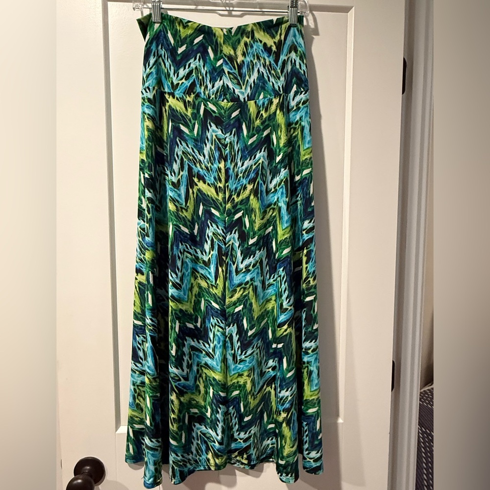 Multi color stretchy maxi skirt